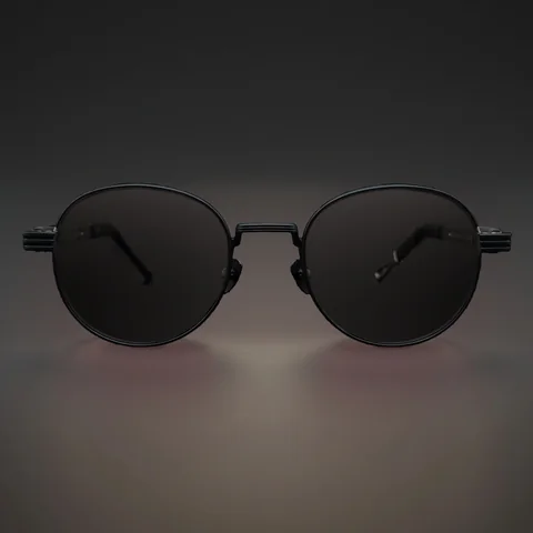 HFF Obsidian — titanium sunglasses, solid black lenses, front view