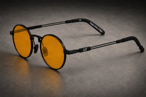HFF Amber Shift — titanium sunglasses, amber yellow lenses